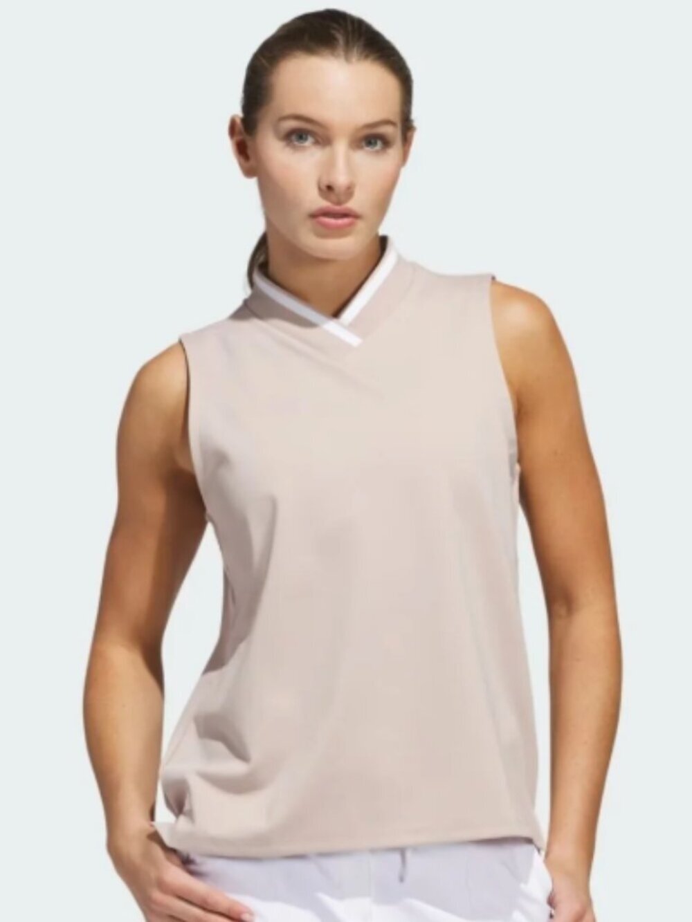 Adidas Go-To Golf Top Womens Medium Sleeveless V-neck Wontau Pink Tank NWT